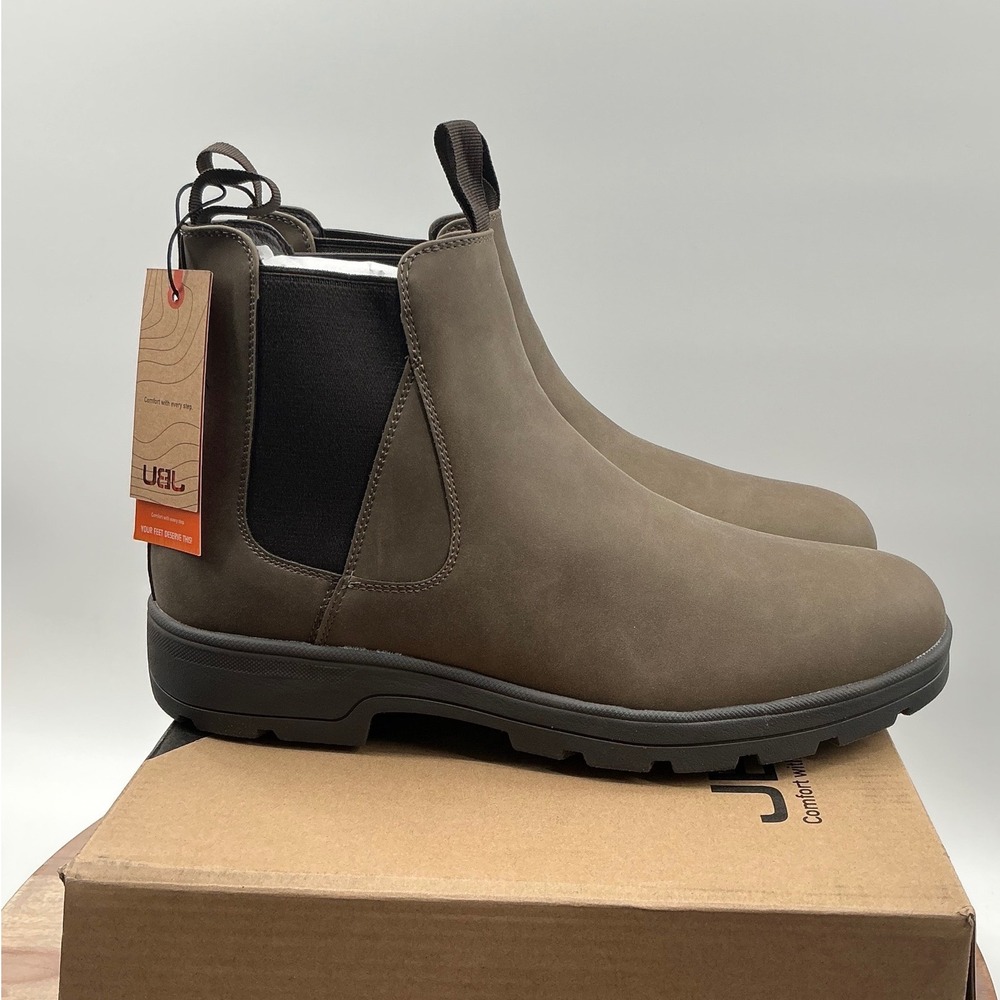 JBU Men Kerry N5KER34 Brown Chelsea Ankle Boots Pull On Rugged Sole NIB